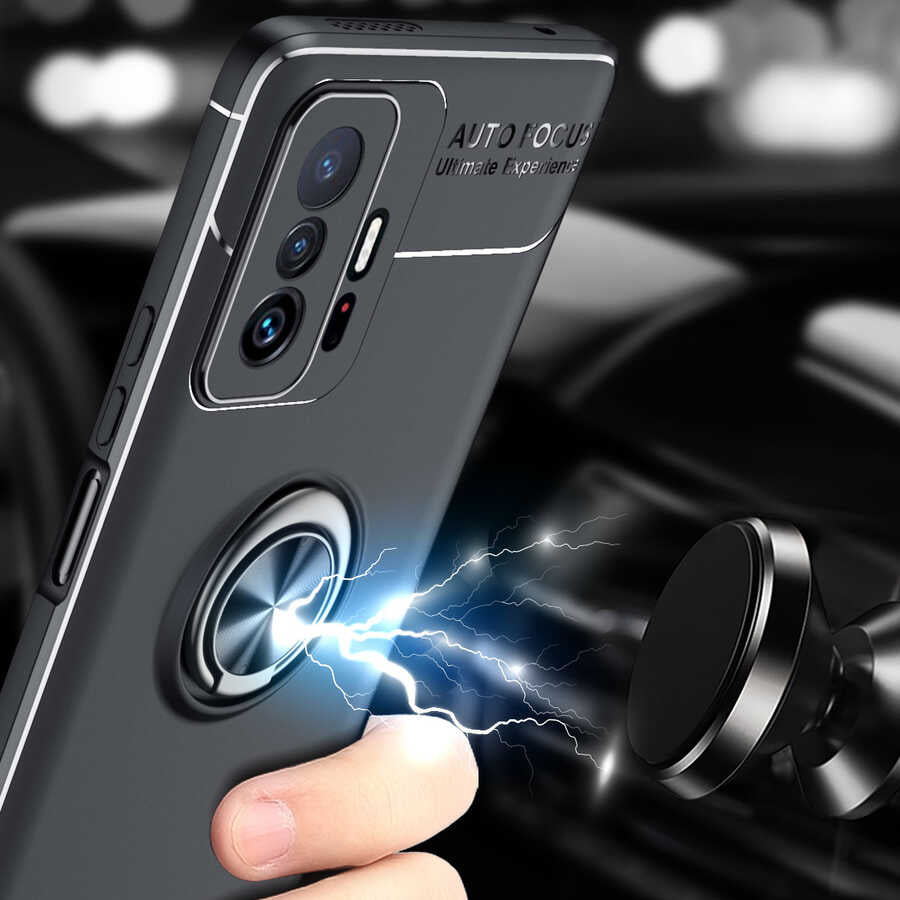 Xiaomi Mi 11T 5G Kılıf Zore Ravel Silikon Kapak Siyah-Mavi