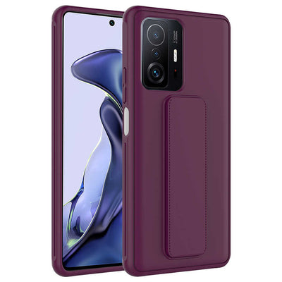 Xiaomi Mi 11T Pro 5G Kılıf Zore Qstand Kapak Mürdüm