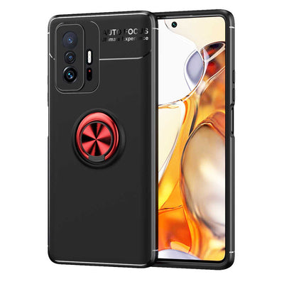 Xiaomi Mi 11T Pro 5G Kılıf Zore Ravel Silikon Kapak Siyah-Kırmızı