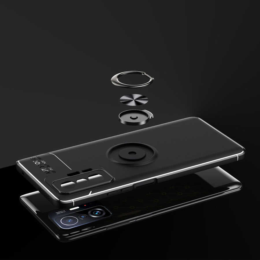 Xiaomi Mi 11T Pro 5G Kılıf Zore Ravel Silikon Kapak Siyah-Rose Gold