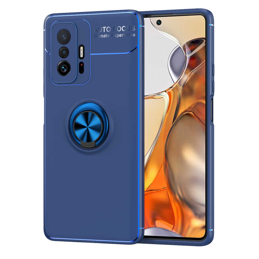 Xiaomi Mi 11T Pro 5G Kılıf Zore Ravel Silikon Kapak Siyah-Mavi
