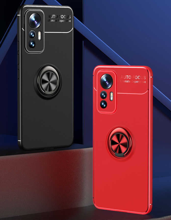 Xiaomi Mi 12 Lite Kılıf Zore Ravel Silikon Kapak Siyah-Kırmızı
