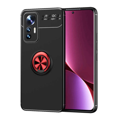 Xiaomi Mi 12 Lite Kılıf Zore Ravel Silikon Kapak Siyah-Kırmızı