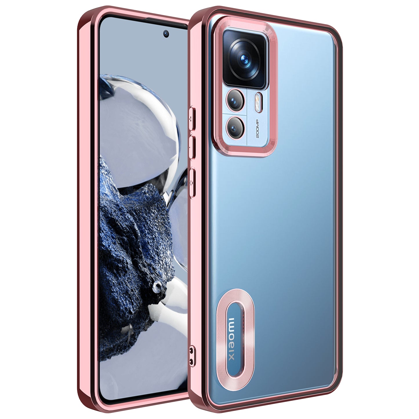 Xiaomi Mi 12T Kılıf Kamera Korumalı Logo Gösteren Zore Omega Kapak Rose Gold