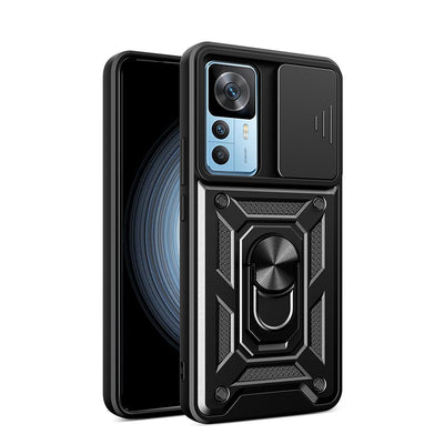 Xiaomi Mi 12T Kılıf Magnetik Standlı Kamera Korumalı Zore Sürgülü Vega Kapak Siyah