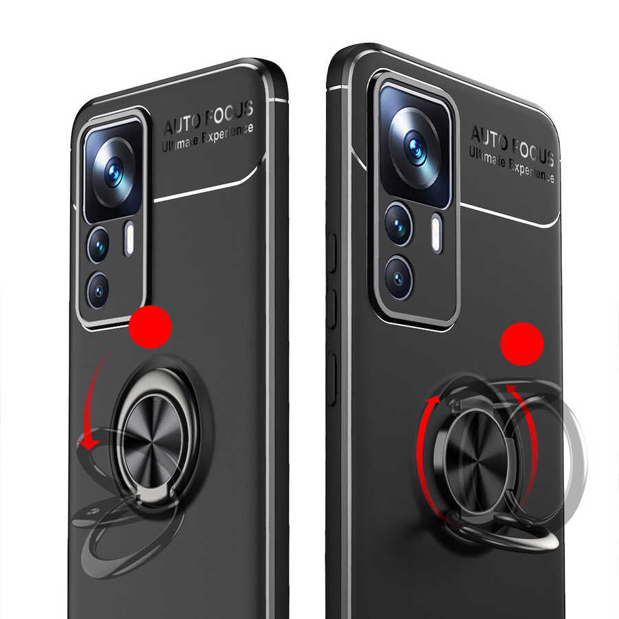 Xiaomi Mi 12T Kılıf Zore Ravel Silikon Kapak Siyah-Kırmızı