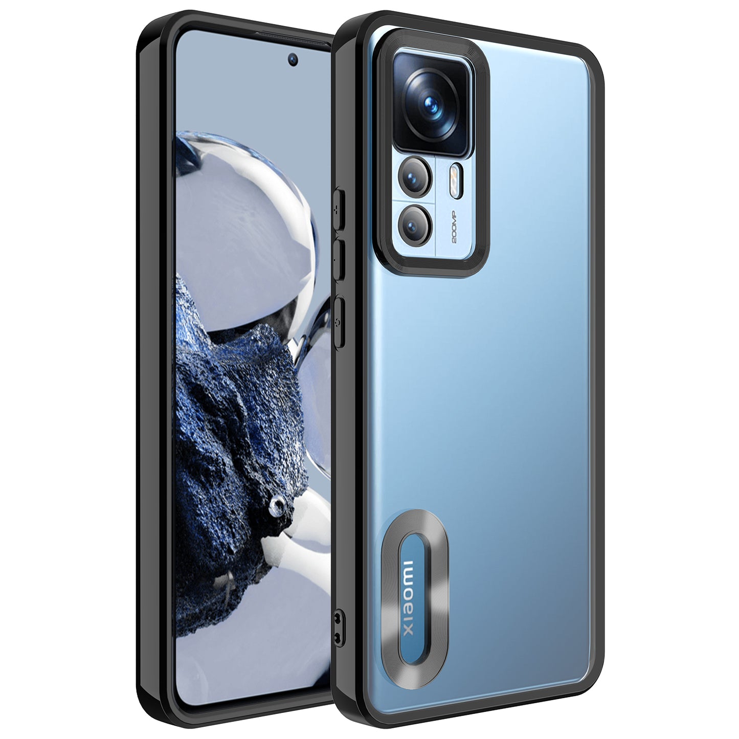 Xiaomi Mi 12T Pro Kılıf Kamera Korumalı Logo Gösteren Zore Omega Kapak Siyah