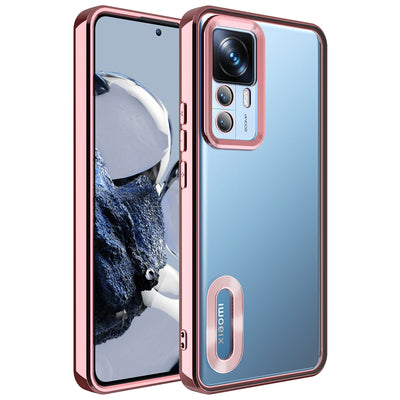 Xiaomi Mi 12T Pro Kılıf Kamera Korumalı Logo Gösteren Zore Omega Kapak Rose Gold