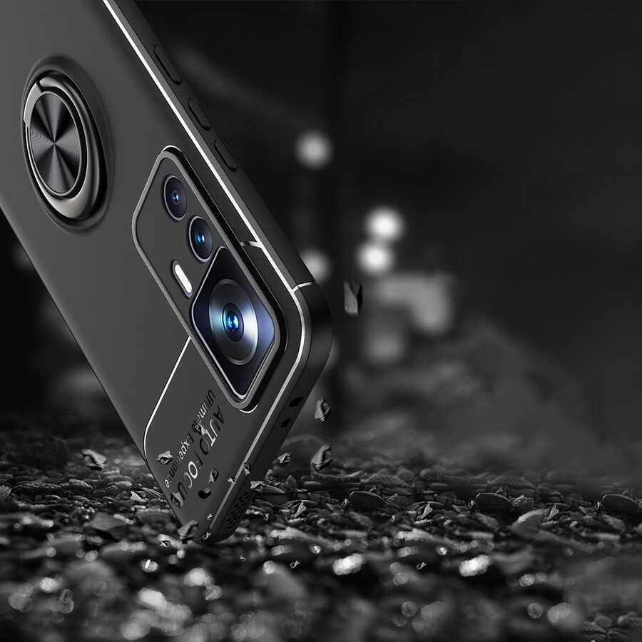 Xiaomi Mi 12T Pro Kılıf Zore Ravel Silikon Kapak Siyah-Kırmızı