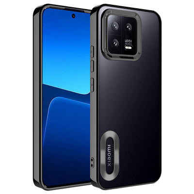 Xiaomi Mi 13 Kılıf Kamera Korumalı Logo Gösteren Zore Omega Kapak Siyah
