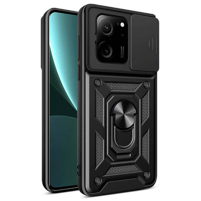 Xiaomi Mi 13T Kılıf Magnetik Standlı Kamera Korumalı Zore Sürgülü Vega Kapak Mavi