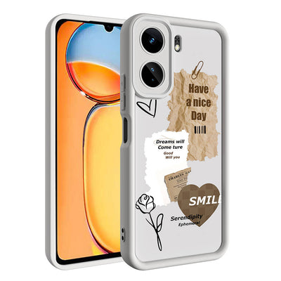 Xiaomi Mi 13T Pro Kılıf Kamera Korumalı Baskılı Arka Yüzey Zore Klas Kapak Beyaz