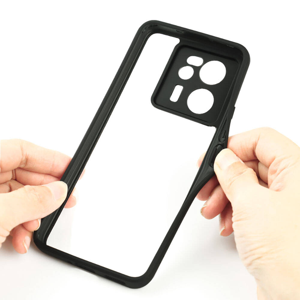 Xiaomi Mi 13T Pro Kılıf Kamera Korumalı Şeffaf Arka Yüzey Zore New Roll Kapak Siyah