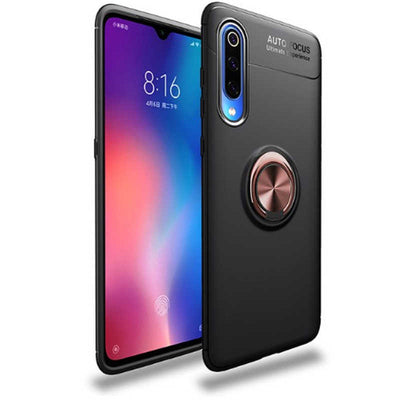 Xiaomi Mi 9 Kılıf Zore Ravel Silikon Kapak Siyah-Rose Gold