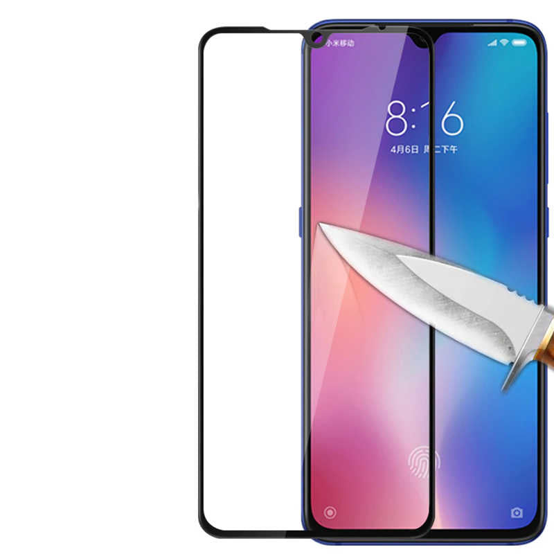 Xiaomi Mi 9 Lite Zore Kenarları Kırılmaya Dayanıklı Cam Ekran Koruyucu Siyah