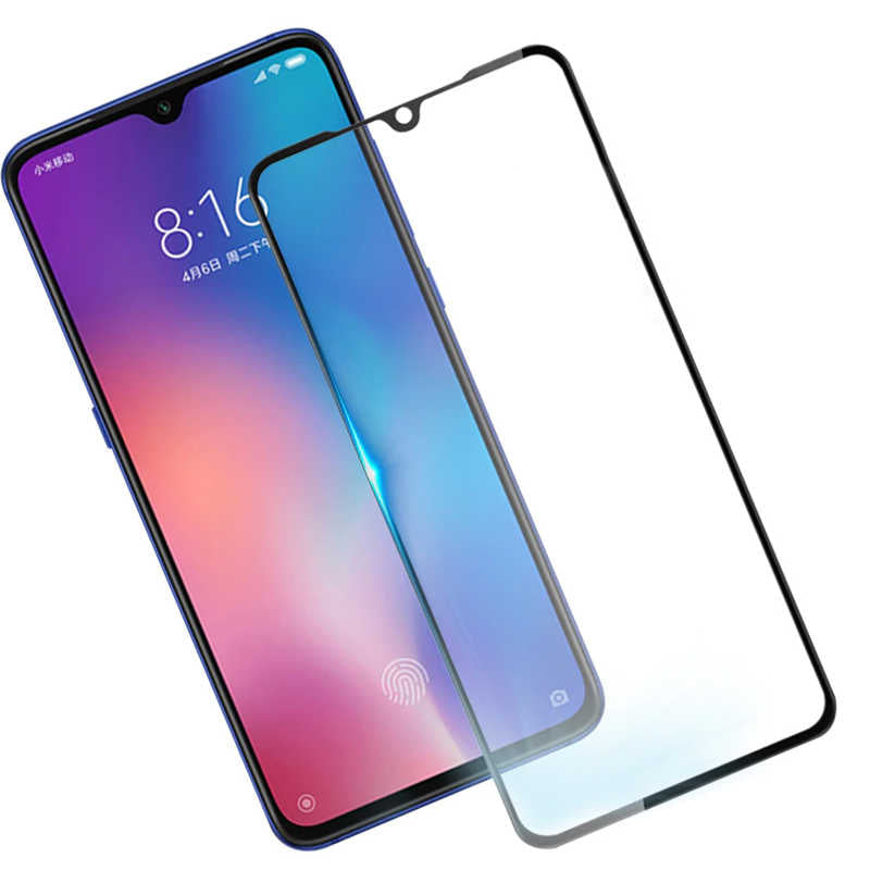 Xiaomi Mi 9 Lite Zore Kenarları Kırılmaya Dayanıklı Cam Ekran Koruyucu Siyah