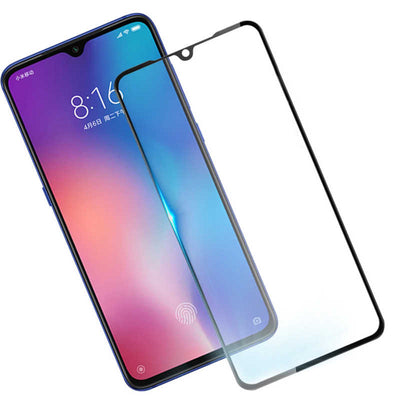 Xiaomi Mi 9 Lite Zore Kenarları Kırılmaya Dayanıklı Cam Ekran Koruyucu Siyah