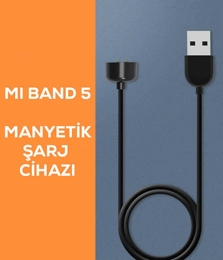 Xiaomi Mi Band 5 Zore Usb Şarj Kablosu Siyah
