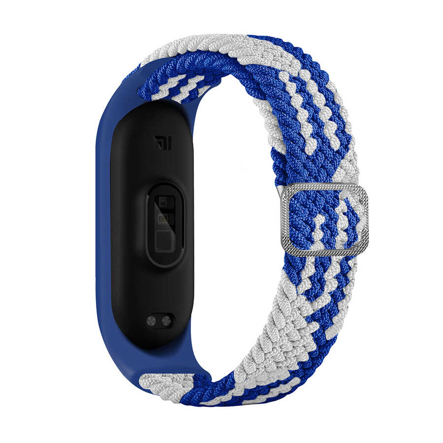 Xiaomi Mi Band 6 KRD-49 Örgü Kordon Mavi-Beyaz