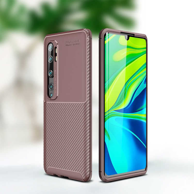 Xiaomi Mi Note 10 Kılıf Zore Negro Silikon Kapak Kahverengi