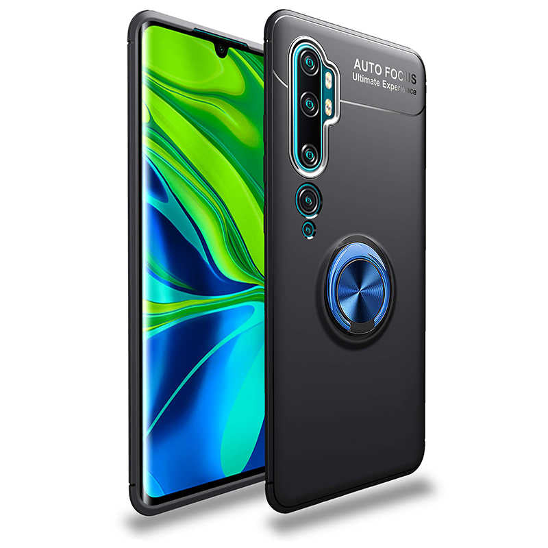 Xiaomi Mi Note 10 Kılıf Zore Ravel Silikon Kapak Siyah-Mavi