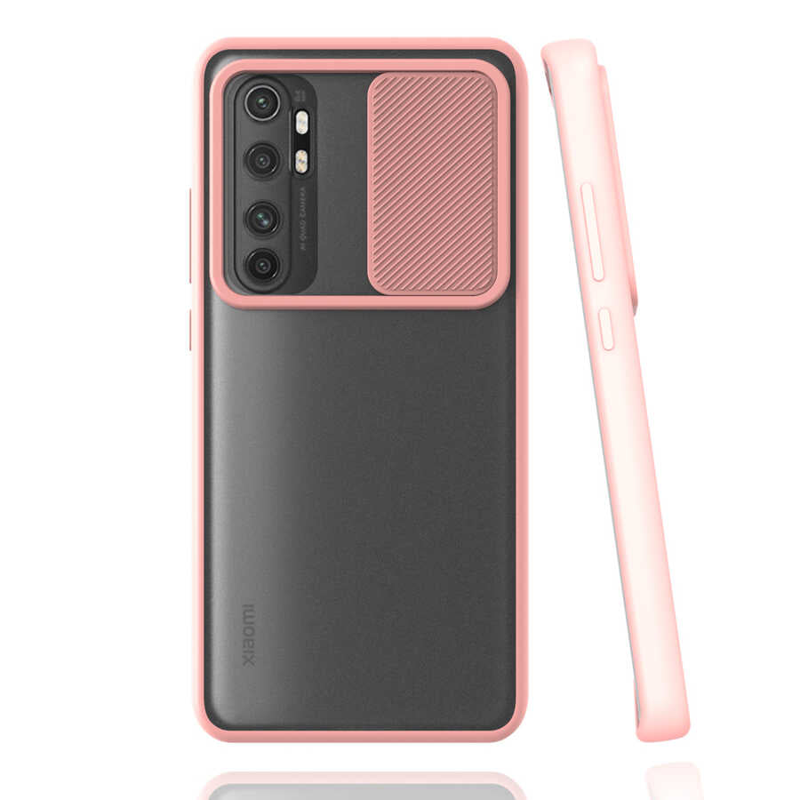 Xiaomi Mi Note 10 Lite Kılıf Zore Lensi Kapak Pembe Açık