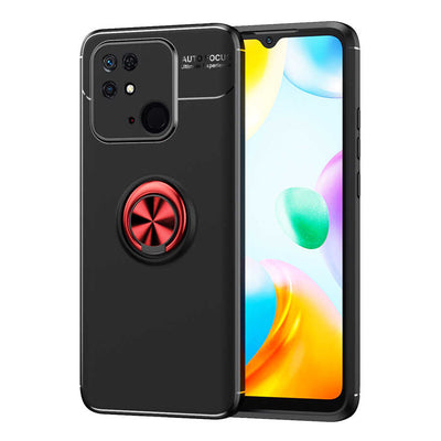 Xiaomi Poco C40 Kılıf Zore Ravel Silikon Kapak Siyah-Kırmızı