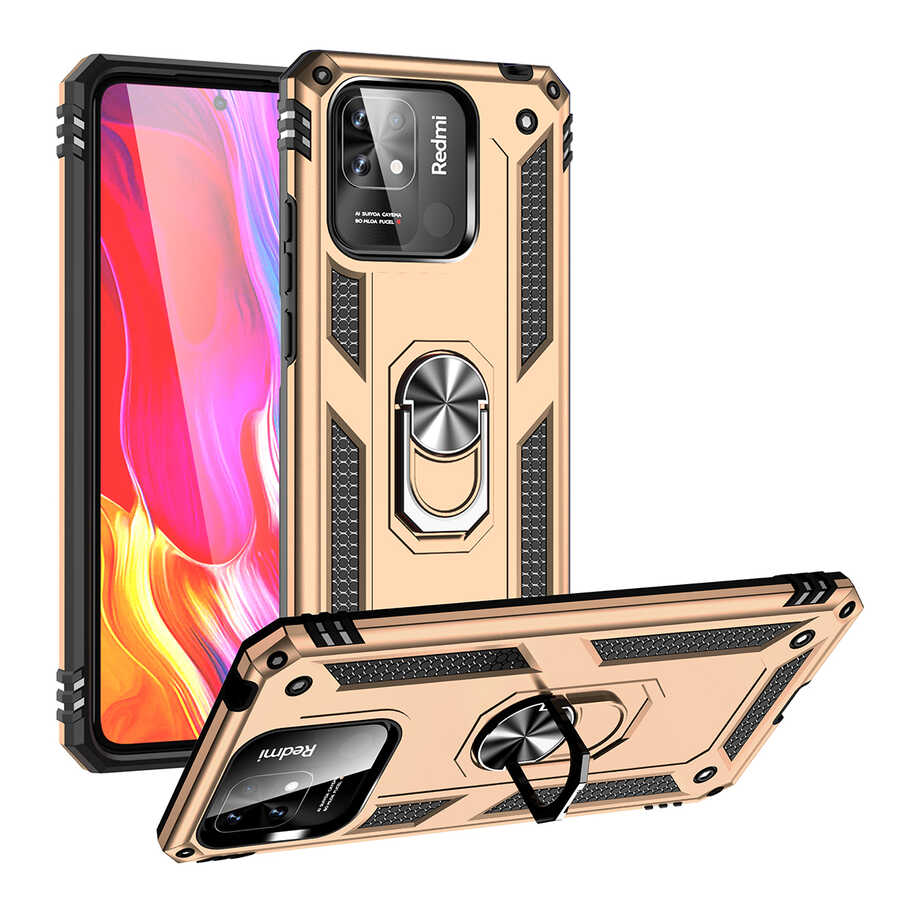 Xiaomi Poco C40 Kılıf Zore Vega Kapak Gold