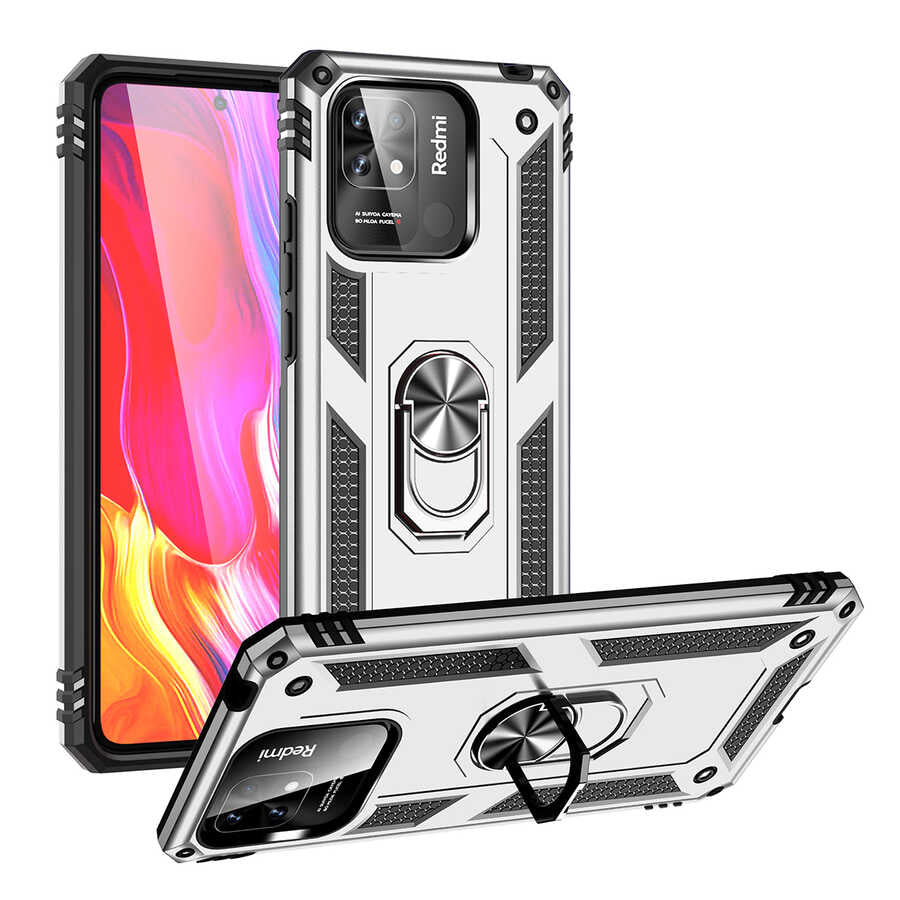 Xiaomi Poco C40 Kılıf Zore Vega Kapak Gri