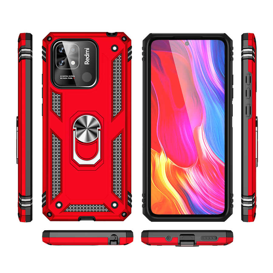 Xiaomi Poco C40 Kılıf Zore Vega Kapak Kırmızı