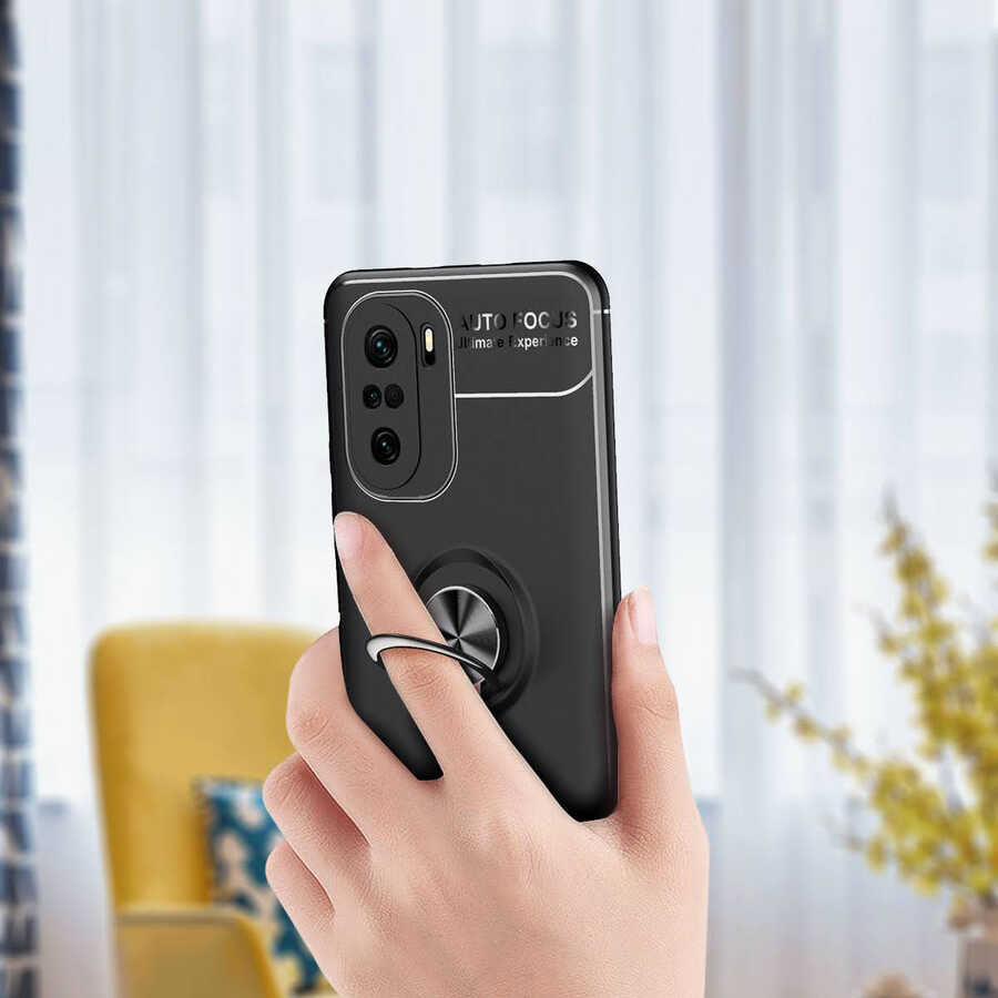 Xiaomi Poco F3 Kılıf Zore Ravel Silikon Kapak Siyah-Kırmızı