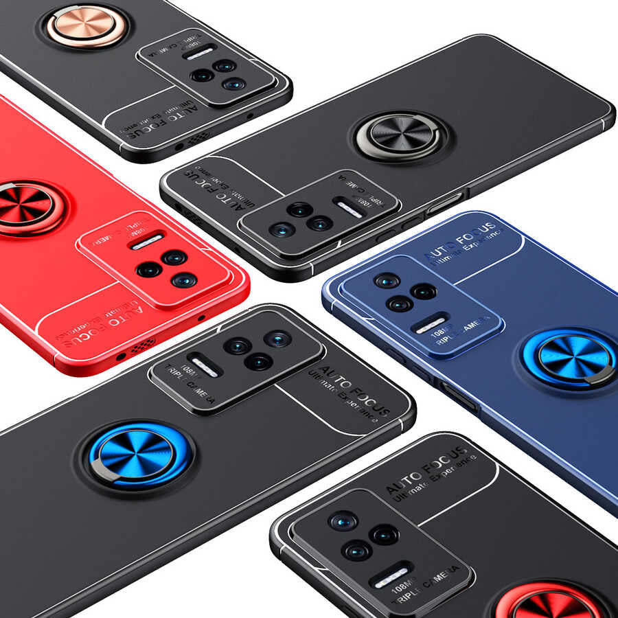 Xiaomi Poco F4 Kılıf Zore Ravel Silikon Kapak Siyah-Kırmızı