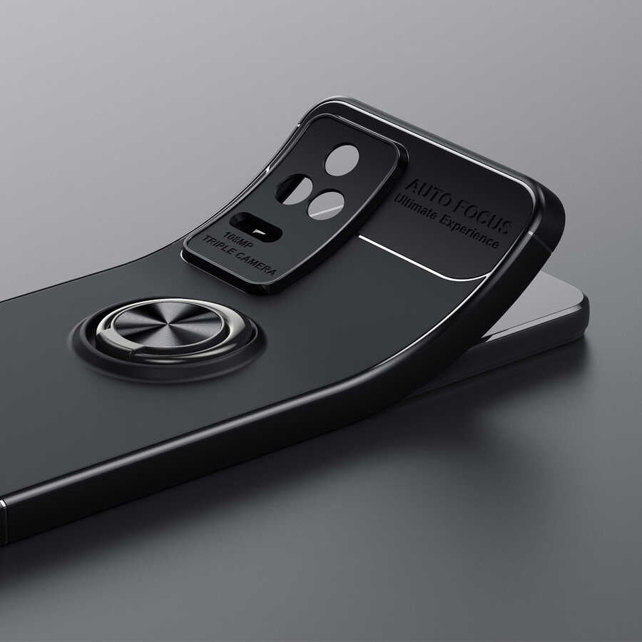 Xiaomi Poco F4 Kılıf Zore Ravel Silikon Kapak Siyah-Kırmızı