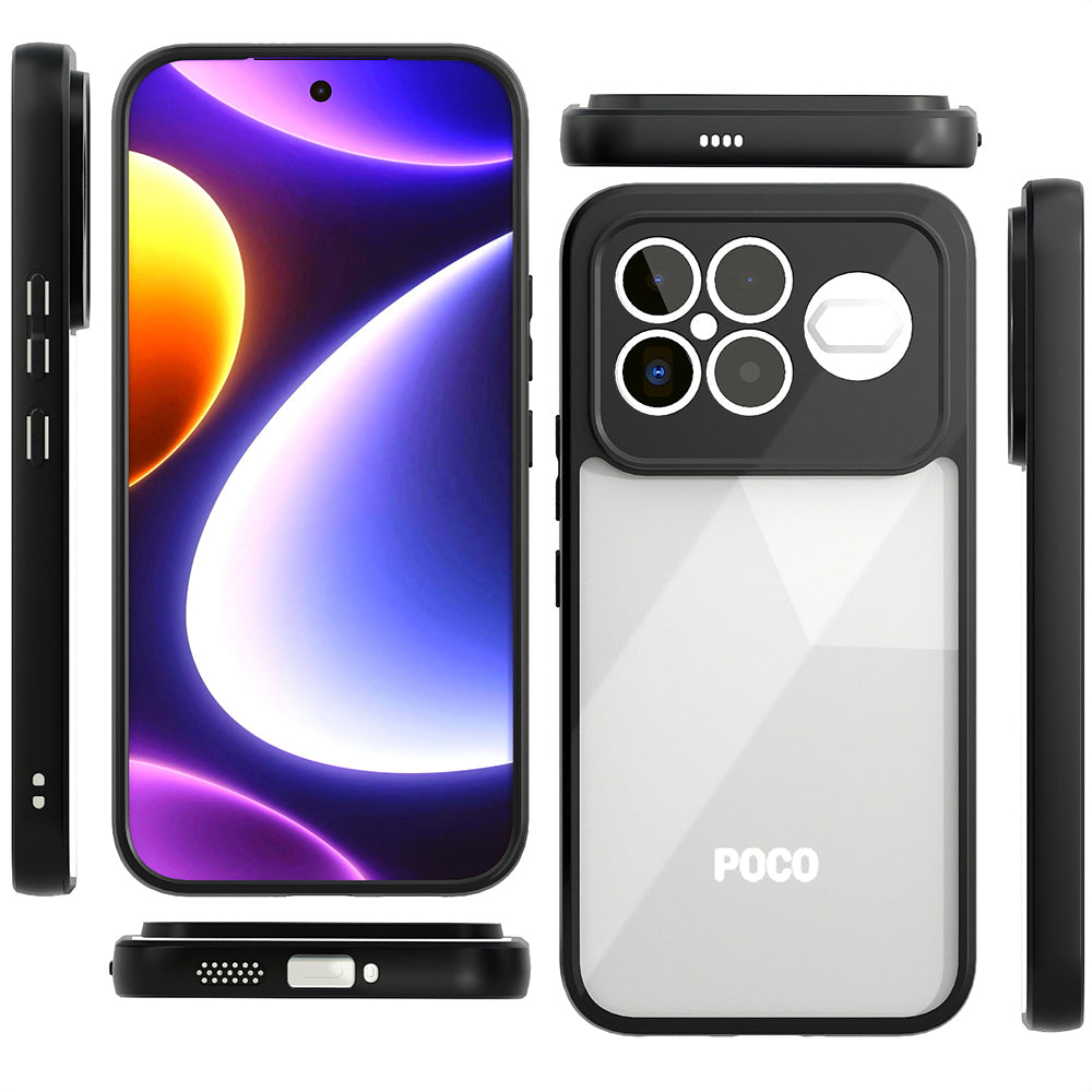 Xiaomi Poco F8 Ultra Kılıf Kamera Korumalı Şeffaf Arka Yüzey Zore New Roll Kapak Siyah