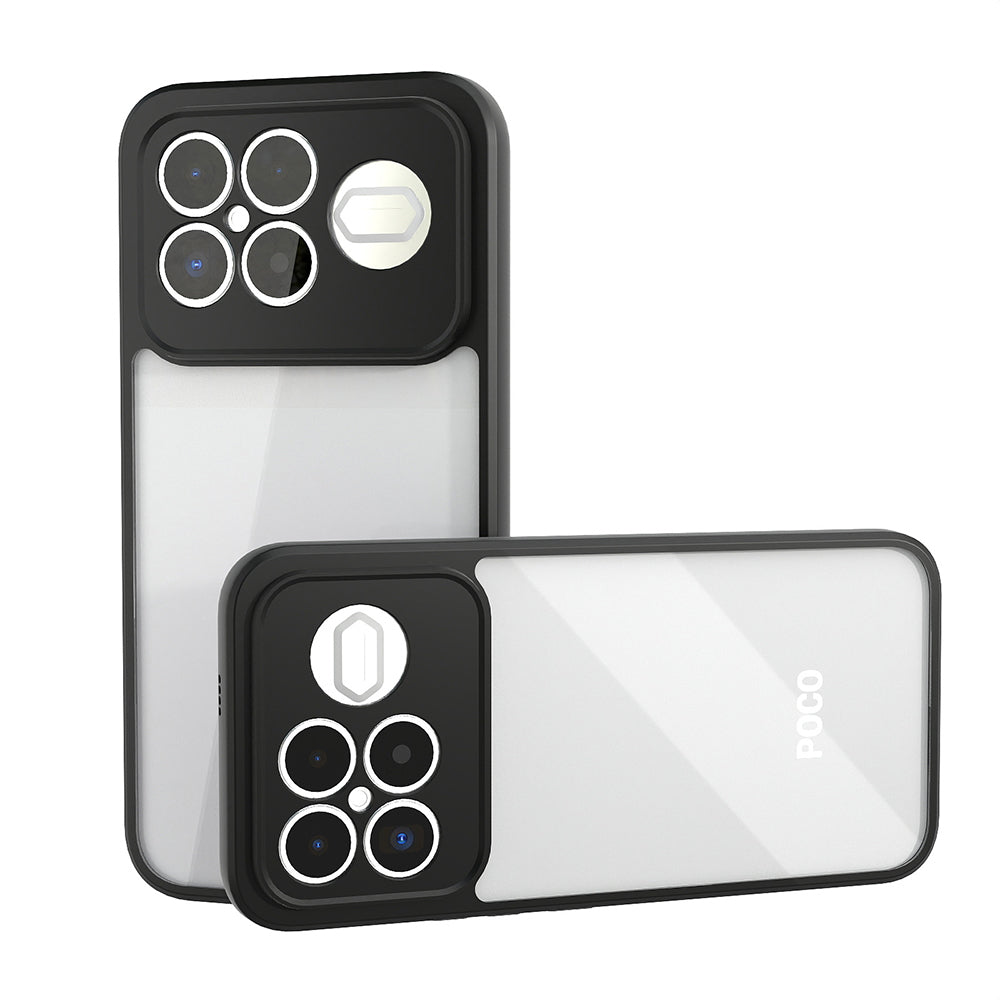 Xiaomi Poco F8 Ultra Kılıf Kamera Korumalı Şeffaf Arka Yüzey Zore New Roll Kapak Siyah