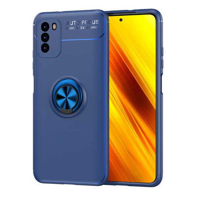 Xiaomi Poco M3 Kılıf Zore Ravel Silikon Kapak Siyah-Mavi