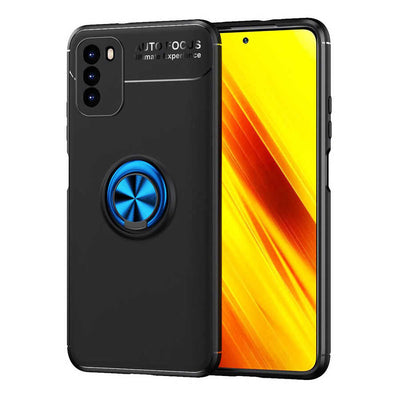 Xiaomi Poco M3 Kılıf Zore Ravel Silikon Kapak Siyah-Mavi