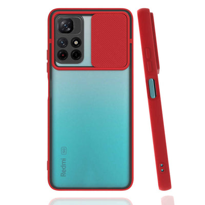 Xiaomi Poco M4 Pro 5G Kılıf Zore Lensi Kapak Kırmızı