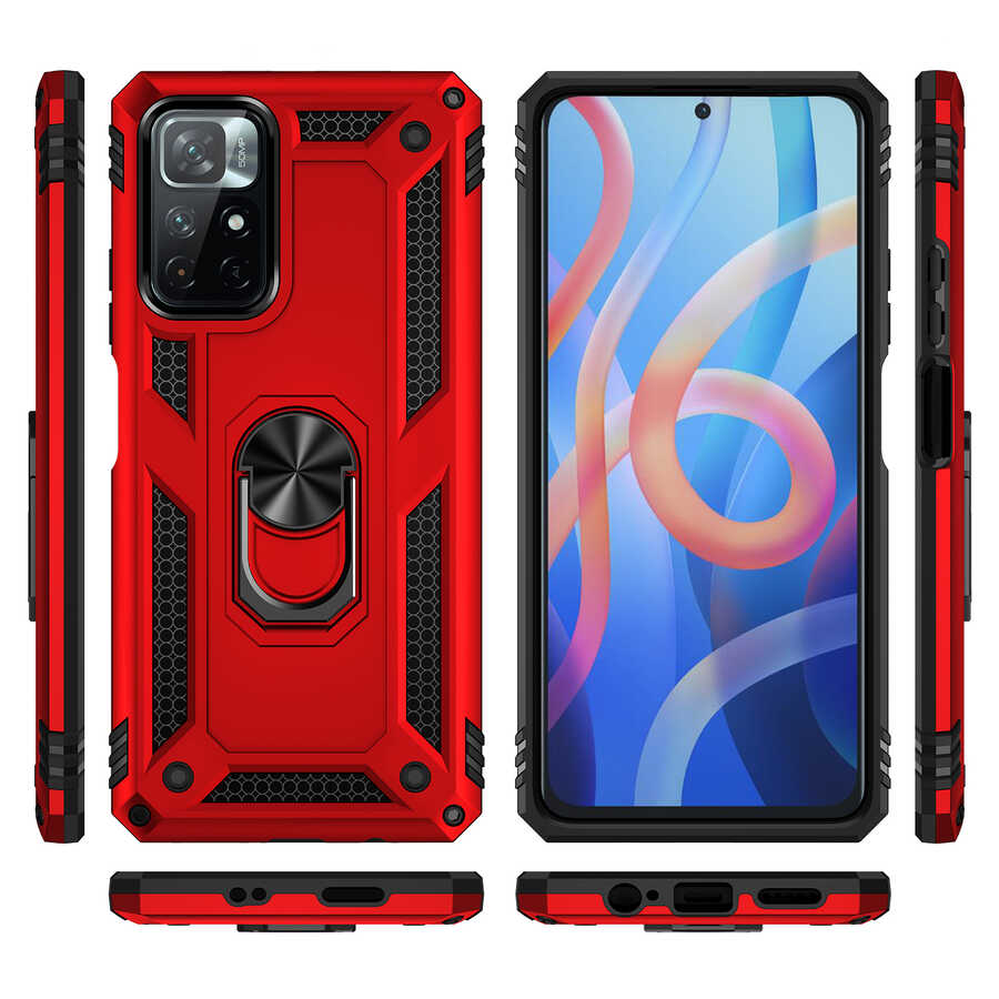 Xiaomi Poco M4 Pro 5G Kılıf Zore Vega Kapak Kırmızı