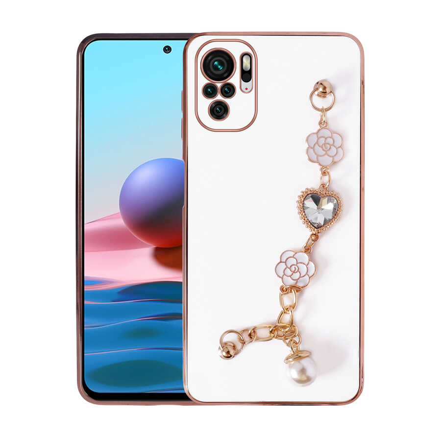 Xiaomi Poco M5S Kılıf El Tutamaçlı Kamera Korumalı Zore Taka Silikon Kapak Beyaz