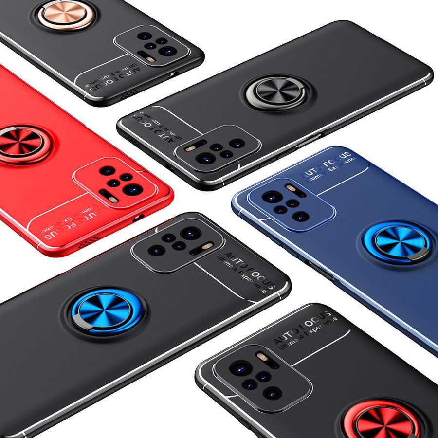 Xiaomi Poco M5S Kılıf Zore Ravel Silikon Kapak Siyah-Mavi