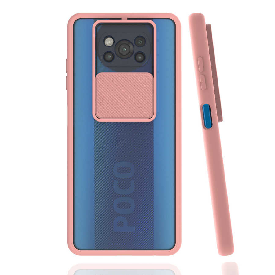 Xiaomi Poco X3 Kılıf Zore Lensi Kapak Pembe Açık
