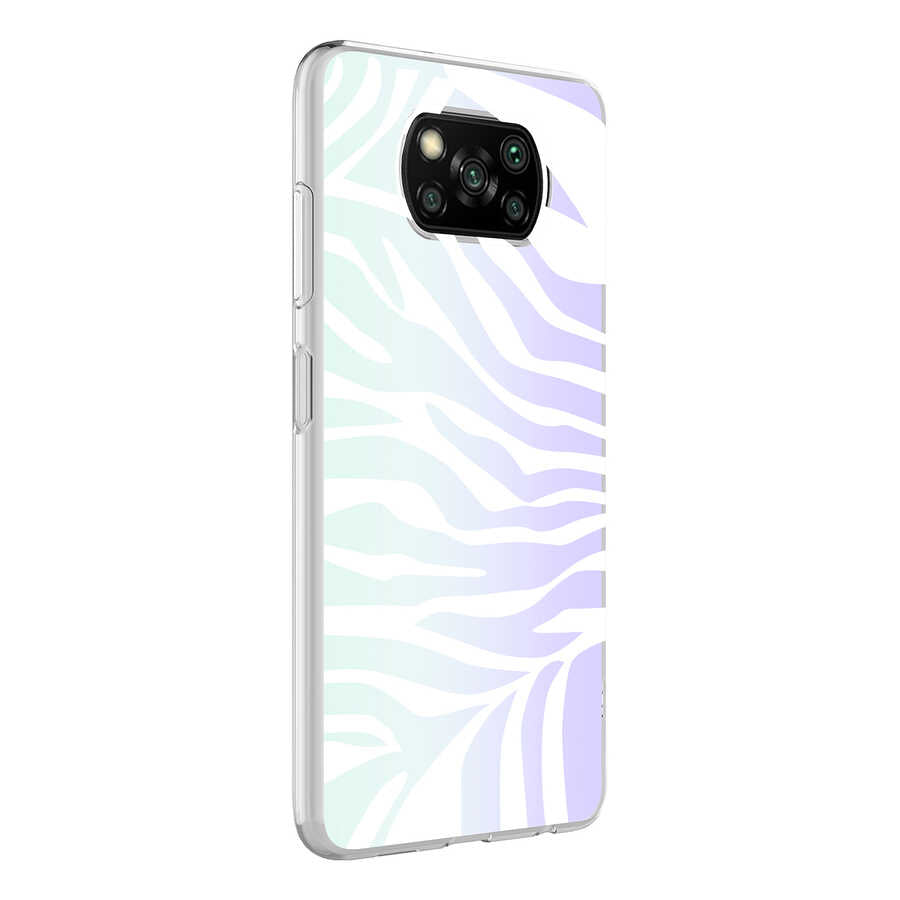Xiaomi Poco X3 Kılıf Zore M-Blue Desenli Kapak Zebra No1