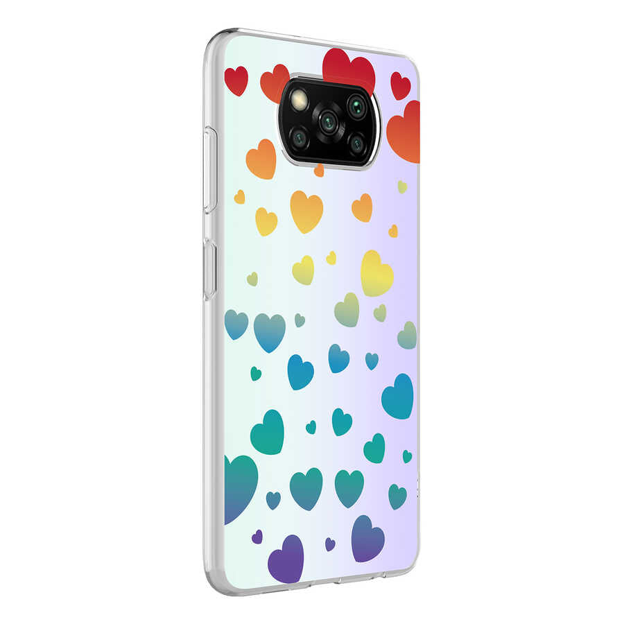 Xiaomi Poco X3 Kılıf Zore M-Blue Desenli Kapak Heart No3