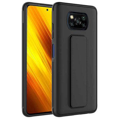 Xiaomi Poco X3 Kılıf Zore Qstand Kapak Siyah
