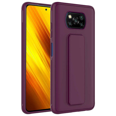 Xiaomi Poco X3 Kılıf Zore Qstand Kapak Mürdüm