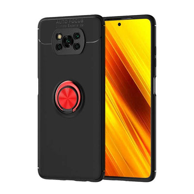 Xiaomi Poco X3 Kılıf Zore Ravel Silikon Kapak Siyah-Kırmızı