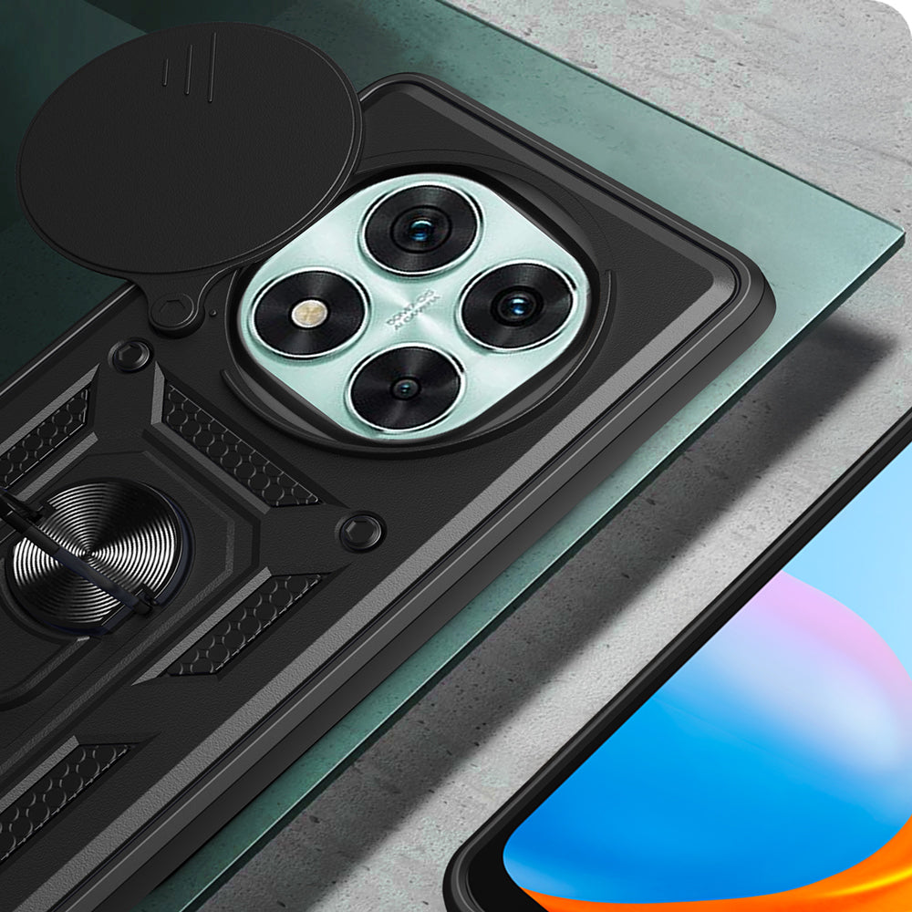 Xiaomi Poco X7 Kılıf Magnetik Standlı Kamera Korumalı Zore Sürgülü Vega Kapak Siyah