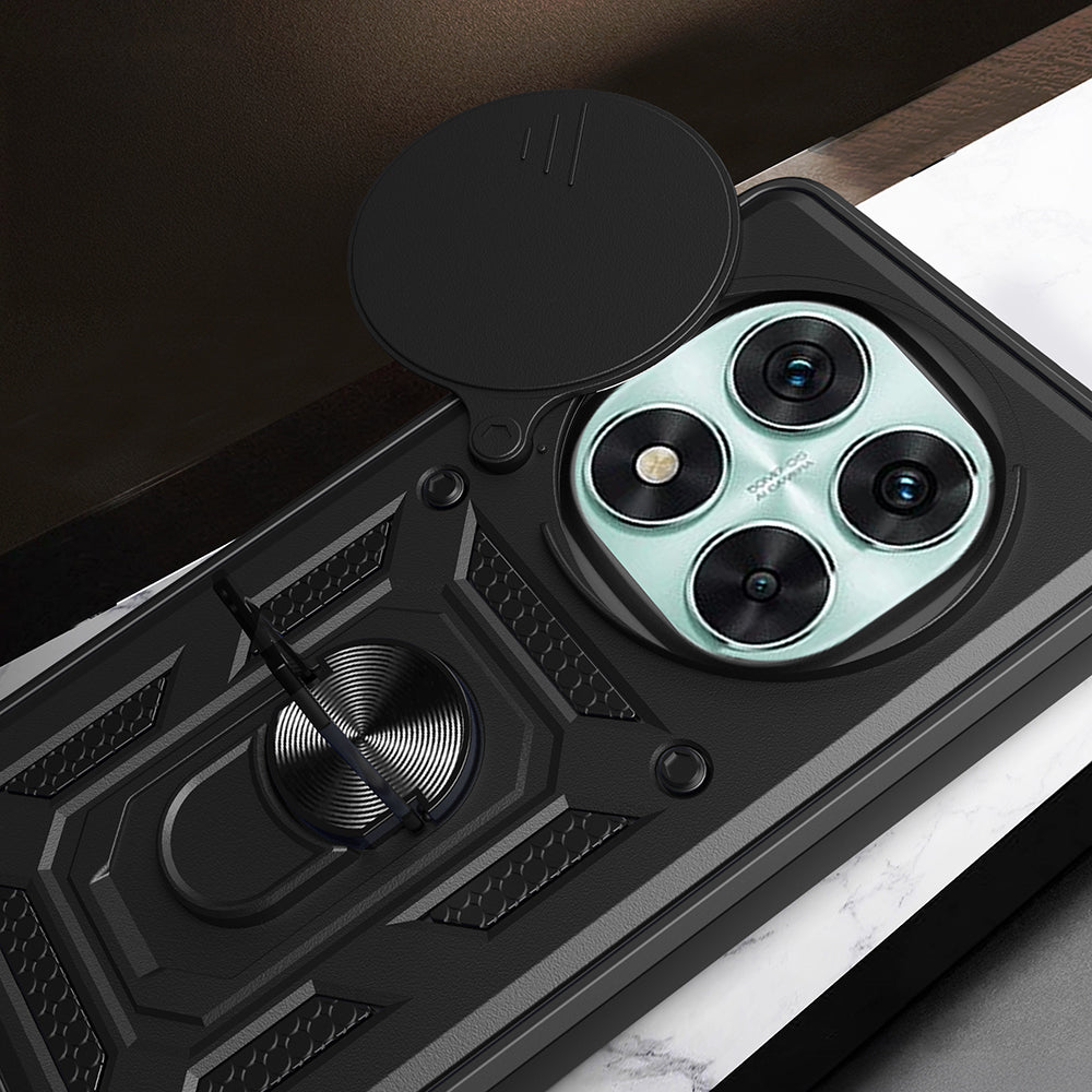 Xiaomi Poco X7 Kılıf Magnetik Standlı Kamera Korumalı Zore Sürgülü Vega Kapak Siyah