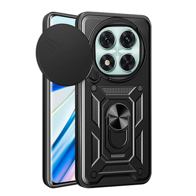 Xiaomi Poco X7 Kılıf Magnetik Standlı Kamera Korumalı Zore Sürgülü Vega Kapak Siyah